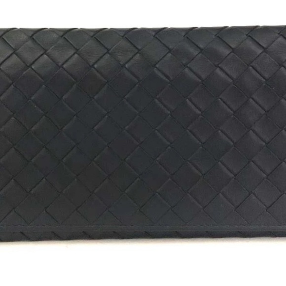 BOTTEGA VENETA Blue Intrecciato Leather Continental Clutch Wallet Italy - Picture 1 of 11